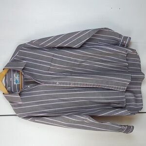 Vincent Nesi Mens Gray Purple Striped Shirt Button Down Dress  Sz.XL